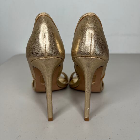 bebe Gold Open Toe D'orsay Pump Size 7 - Picture 6 of 8